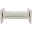 Pemberly Row Contemporary Transitional Cream Finish Fabric Bench