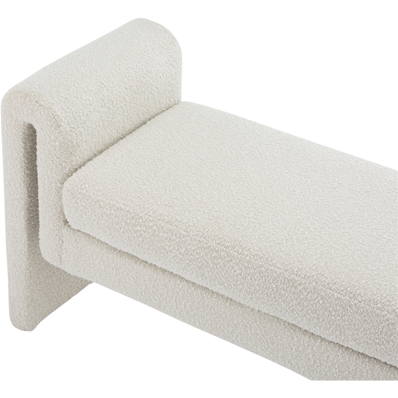 Pemberly Row Contemporary Transitional Cream Finish Fabric Bench