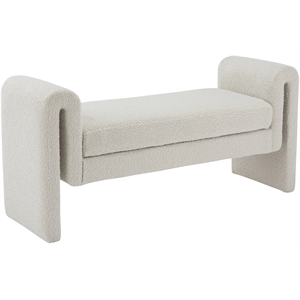 pemberly row contemporary transitional cream finish fabric bench
