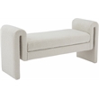 Pemberly Row Contemporary Transitional Cream Finish Fabric Bench