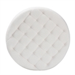 Pemberly Row Ivory Boucle Upholstered and Black Wood Round Ottoman