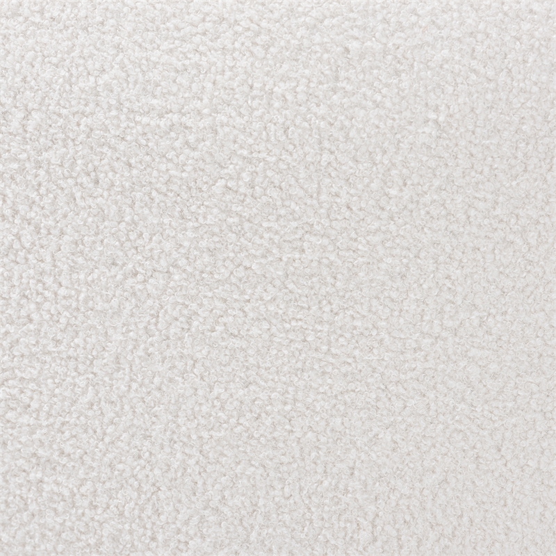 Pemberly Row Ivory Boucle Upholstered and Black Wood Round Ottoman