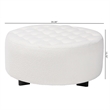 Pemberly Row Ivory Boucle Upholstered and Black Wood Round Ottoman