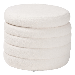 Pemberly Row Modern Ivory Boucle Upholstered Storage Ottoman