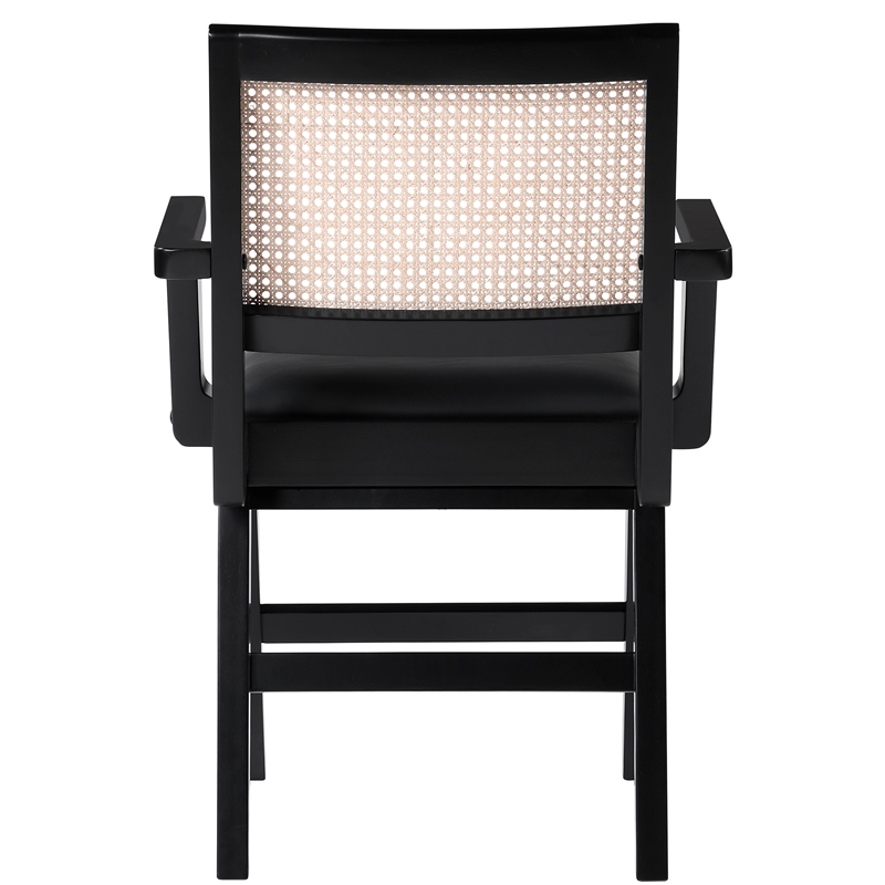 Pemberly Row Black Vegan Leather Dining Arm Chair (Set of 2)