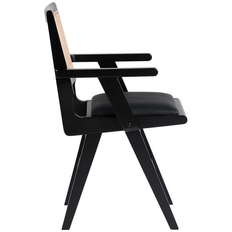 Pemberly Row Black Vegan Leather Dining Arm Chair (Set of 2)