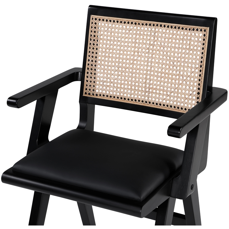 Pemberly Row Black Vegan Leather Dining Arm Chair (Set of 2)
