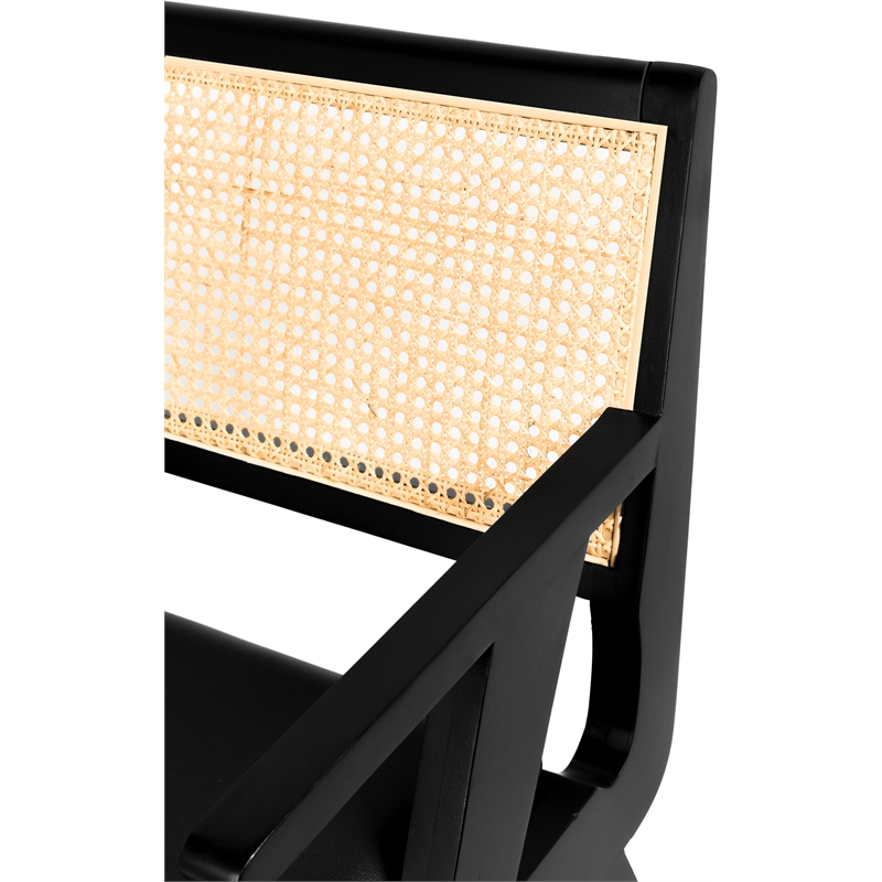 Pemberly Row Black Vegan Leather Dining Arm Chair (Set of 2)