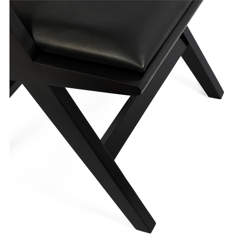 Pemberly Row Black Vegan Leather Dining Arm Chair (Set of 2)