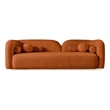 Pemberly Row Luxury Modern Orange Boucle Fabric Curvy Arm Couch