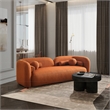 Pemberly Row Luxury Modern Orange Boucle Fabric Curvy Arm Couch