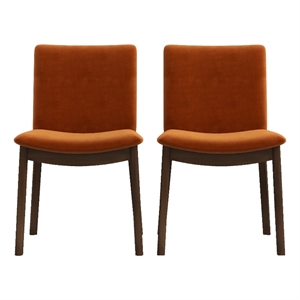 Pemberly Row Contemporary Orange Velvet Dining Chair Set of 2