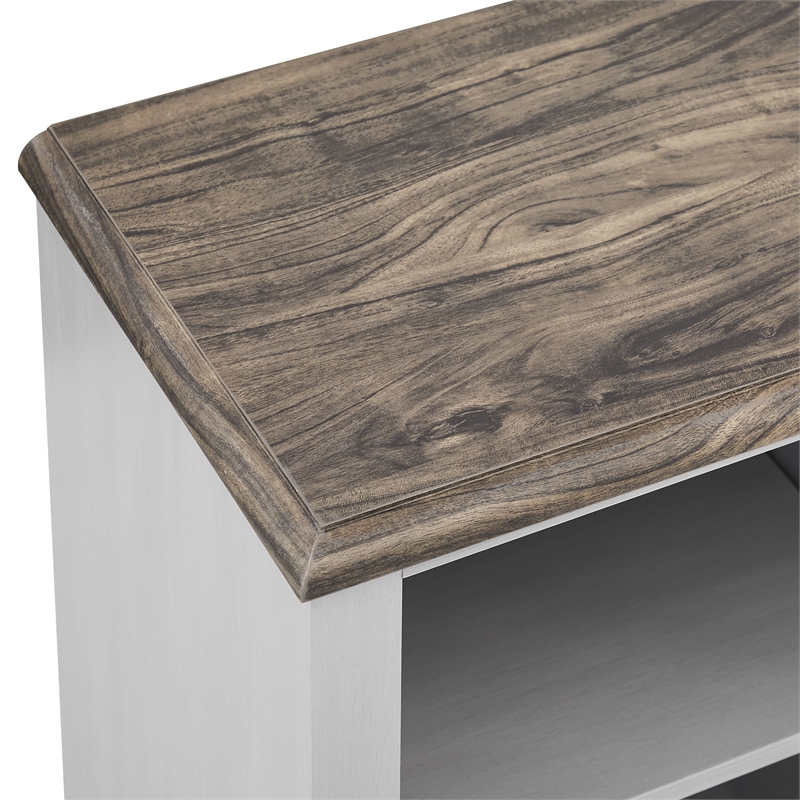 Pemberly Row 70 in. TV Stand for TV up to 75 in. Gray w/ Walnut Color Desktop