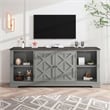 Pemberly Row 70 in. TV Stand for TV up to 75 in. Gray w/ Walnut Color Desktop