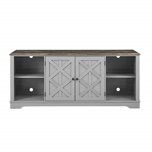 Pemberly Row 70 in. TV Stand for TV up to 75 in. Gray w/ Walnut Color Desktop