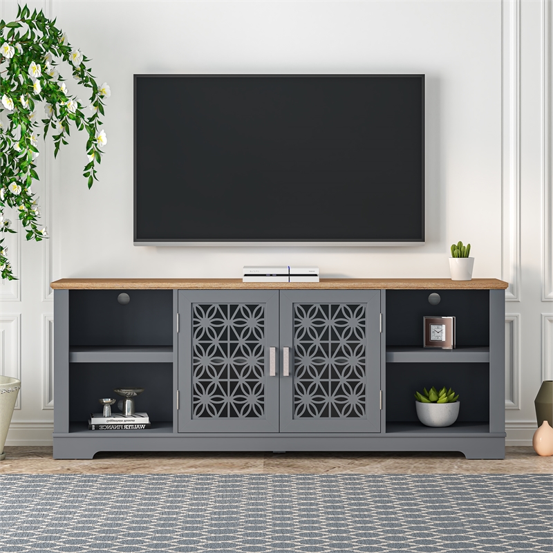 Pemberly Row 70 in. TV Stand Media Console for TV up to 75 in. - Gray