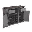 Pemberly Row 47 in. Gray Wood Bar Cabinet w/ Brushed Nickel Knobs