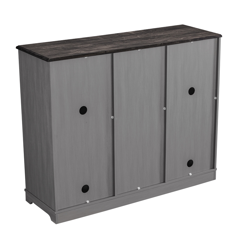 Pemberly Row 47 in. Gray Wood Bar Cabinet w/ Brushed Nickel Knobs