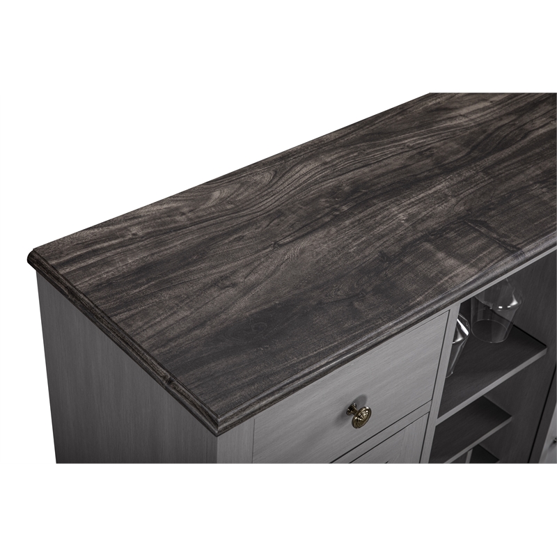 Pemberly Row 47 in. Gray Wood Bar Cabinet w/ Brushed Nickel Knobs