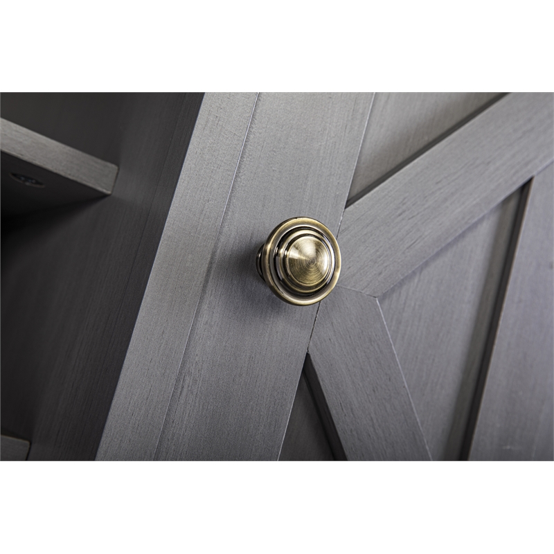 Pemberly Row 47 in. Gray Wood Bar Cabinet w/ Brushed Nickel Knobs