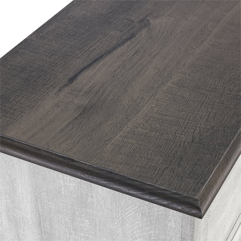 Pemberly Row 47 in. Wood Bar Cabinet w/ Brushed Nickel Knobs - Off White