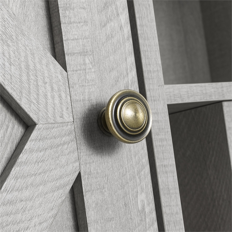 Pemberly Row 47 in. Wood Bar Cabinet w/ Brushed Nickel Knobs - Off White