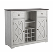 Pemberly Row 47 in. Wood Bar Cabinet w/ Brushed Nickel Knobs - Off White