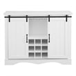 Pemberly Row White Buffet Bar Cabinet Barn Door w/ Marbling Pattern Countertop