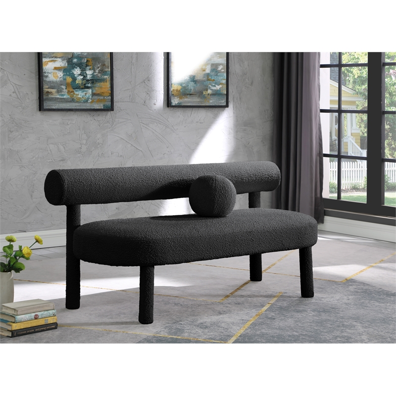 Pemberly Row Modern / Contemporary Black Boucle Fabric Bench