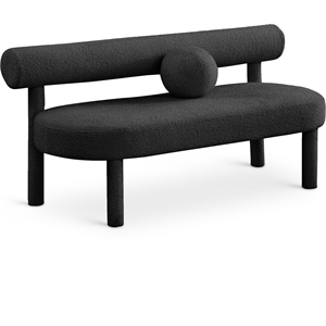 Pemberly Row Modern / Contemporary Black Boucle Fabric Bench
