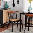 Pemberly Row Two-Tone Black and Brown Wood and Rattan Dining Chair