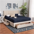 Pemberly Row Beige Fabric Full Size 3-Drawer Storage Platform Bed