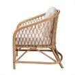 Pemberly Row Modern White Fabric and Natural Brown Rattan Armchair