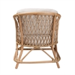 Pemberly Row Modern White Fabric and Natural Brown Rattan Armchair