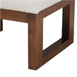 Pemberly Row White Boucle Upholstered and Brown Wood Ottoman Footstool