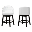 Pemberly Row White Faux Leather and Brown Wood 2-Piece Counter Stool Set