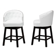 Pemberly Row White Faux Leather and Brown Wood 2-Piece Counter Stool Set