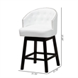 Pemberly Row White Faux Leather and Brown Wood 2-Piece Counter Stool Set