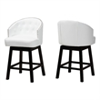 Pemberly Row White Faux Leather and Brown Wood 2-Piece Counter Stool Set