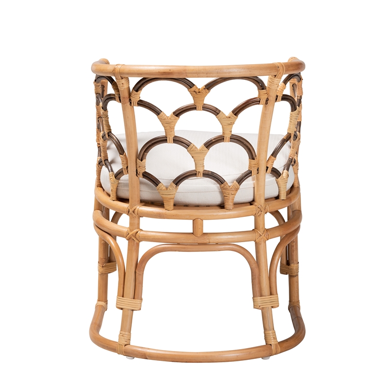Pemberly Row Contemporary Bohemian Natural Brown Rattan Armchair