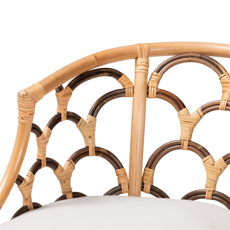 Pemberly Row Contemporary Bohemian Natural Brown Rattan Armchair