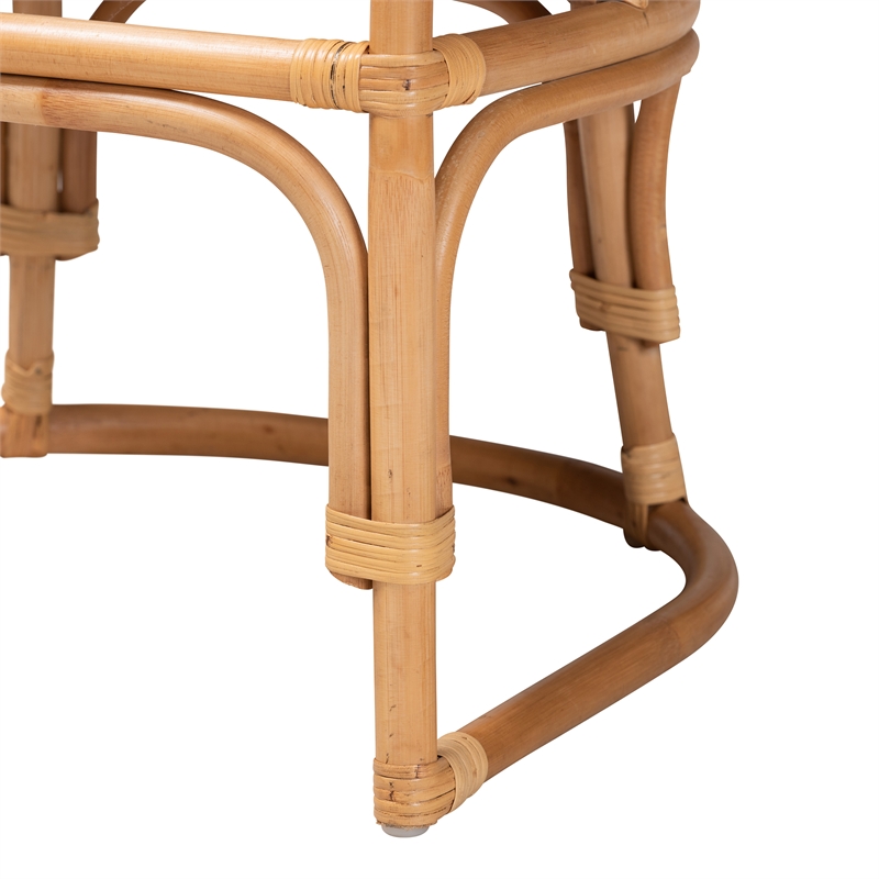 Pemberly Row Contemporary Bohemian Natural Brown Rattan Armchair
