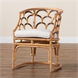 Pemberly Row Contemporary Bohemian Natural Brown Rattan Armchair