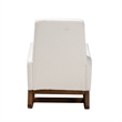 Pemberly Row White Upholstered Brown Wood 2-Piece Chair and Ottoman Set