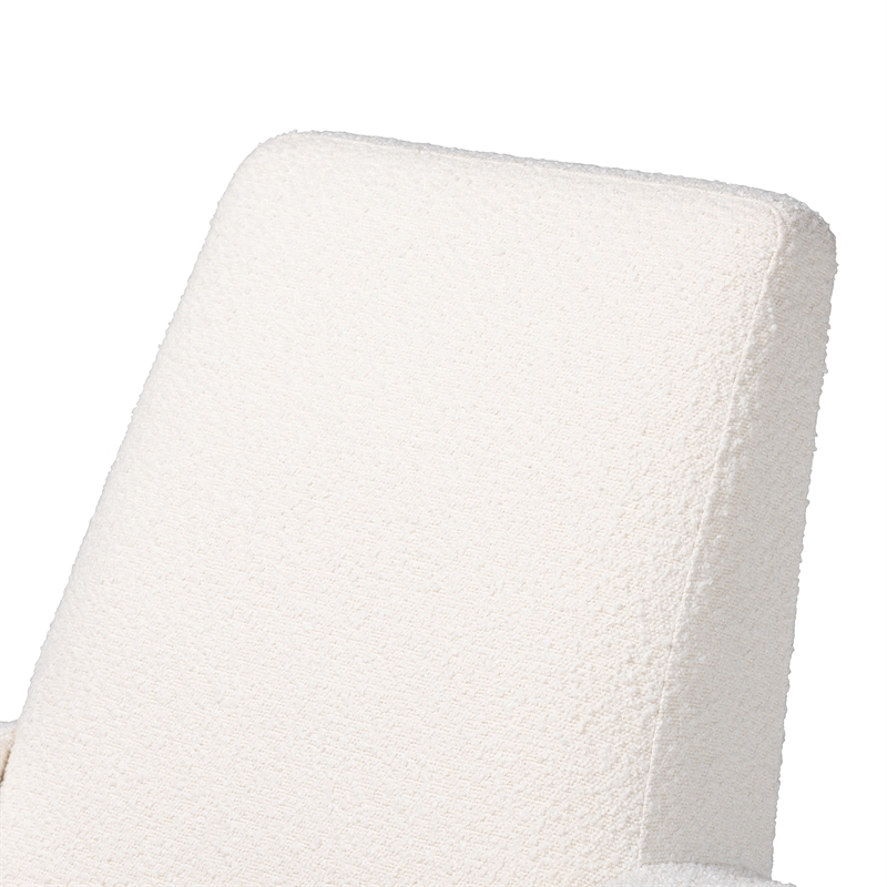 Pemberly Row White Upholstered Brown Wood 2-Piece Chair and Ottoman Set