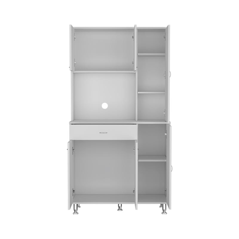 Pemberly Row 90 Pantry Cabinet with Six Doors White Engineered Wood