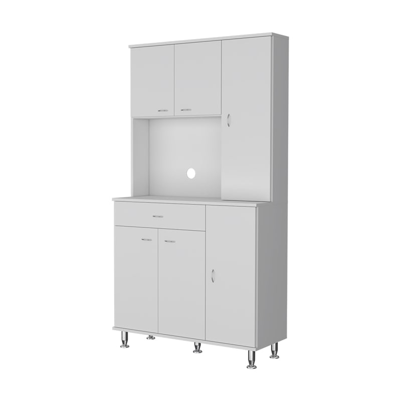 Pemberly Row 90 Pantry Cabinet with Six Doors White Engineered Wood