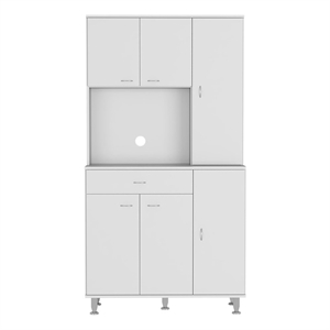 Pemberly Row 90 Pantry Cabinet with Six Doors White Engineered Wood