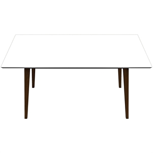 Pemberly Row 63&quot Rectangle Wood Dining Table in White Top/Walnut Legs