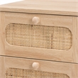 Pemberly Row Light Brown Wood and Natural Rattan 1-Drawer End Table